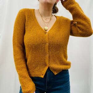 Sissy-Boy Xs rust orange lightweight button down cardigan sweater